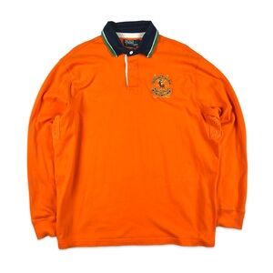 Vintage 90’s Polo Orange Long Sleeve Collared Rugby - Mens XL